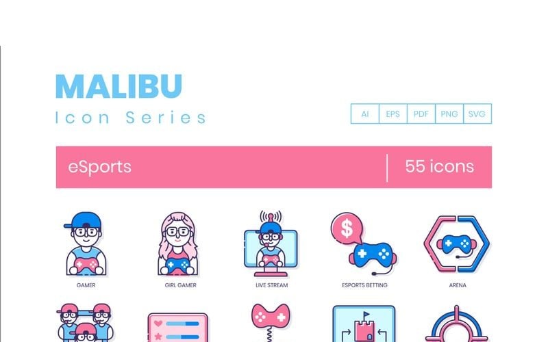55 eSports Icons - Malibu Series Set Icon Set