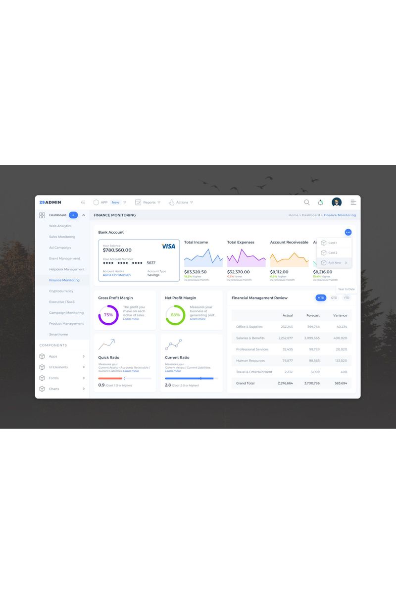 Finance Monitoring Admin Dashboard UI UI Elements - screenshot