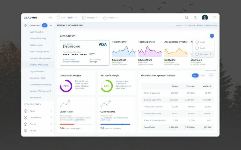 Finance Monitoring Admin Dashboard UI UI Element