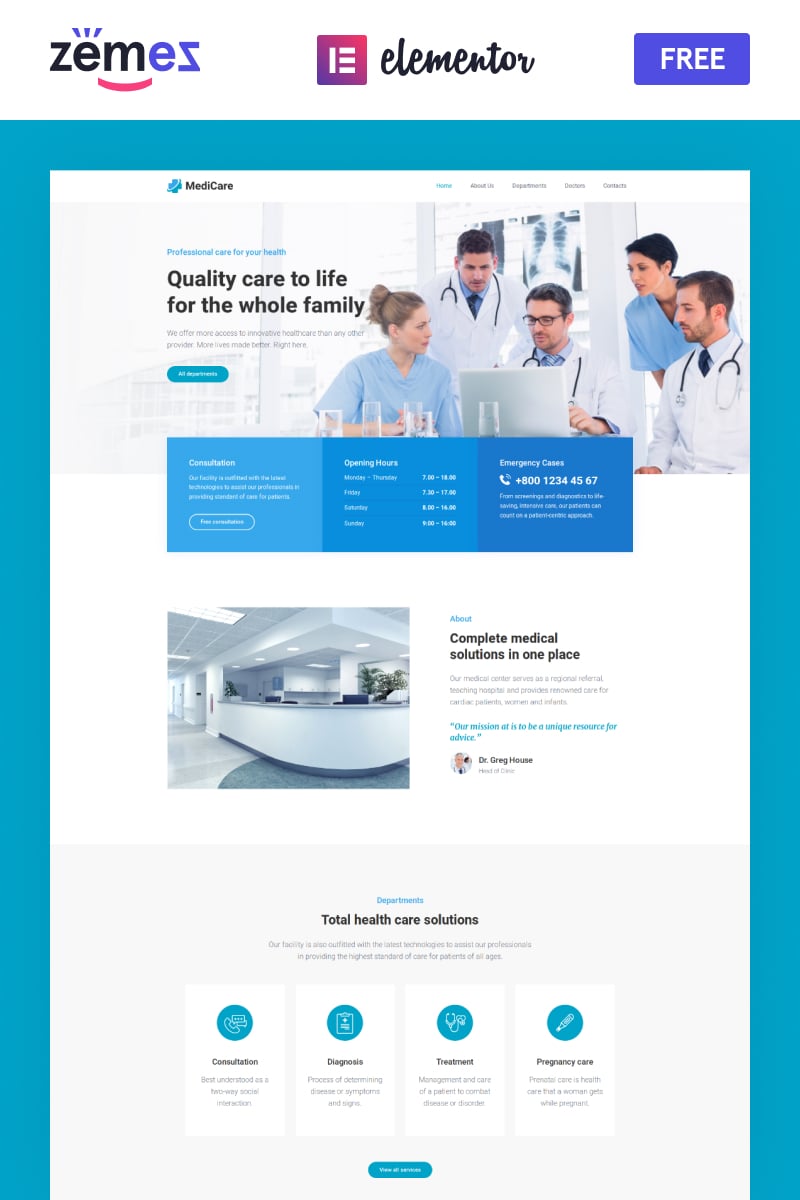 MediCare - FREE medical doctor Tema WordPress №90499 - screenshot