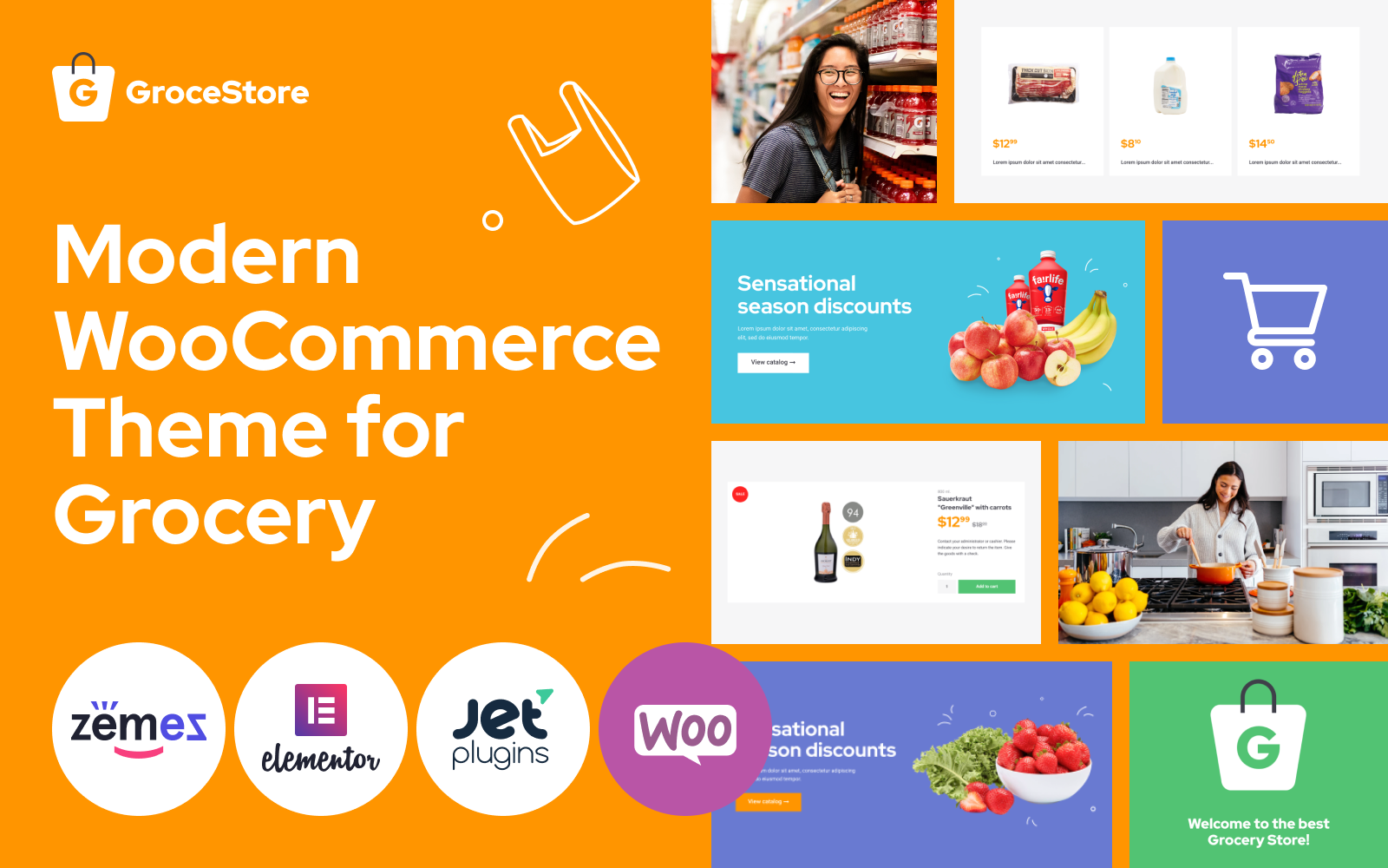 Responsivt GroceStore - Bright And Attractive Grocery eCommerce Website WooCommerce-tema #90498