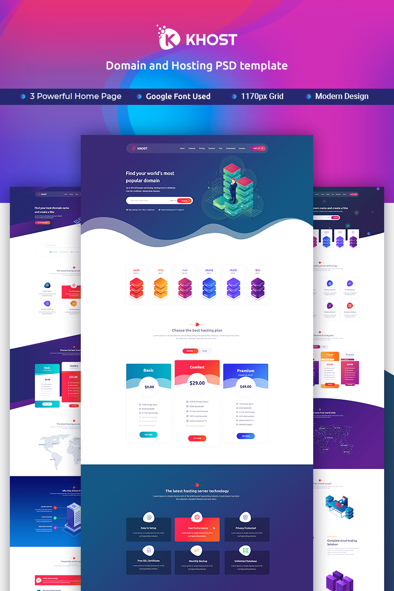 Bootstrap Khost Domain and Hosting PSD-mall #90500 - skärmbild