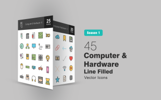 45 Computer & Hardware Icon Set