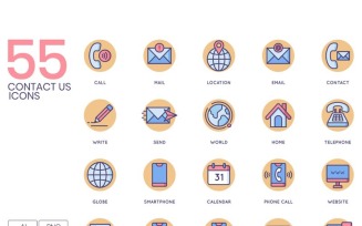 55 Contact Us Icons - Butterscotch Series Set