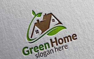 Green Home 12 Logo Template