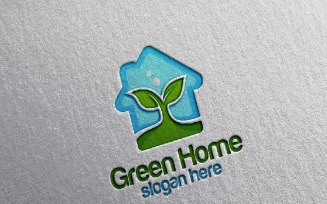 Green Home 13 Logo Template