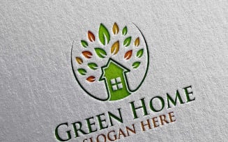 Green Home 2 Logo Template