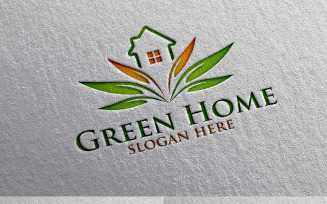 Green Home 9 Logo Template