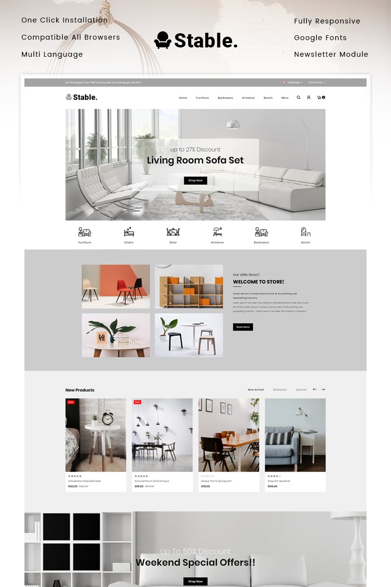 OpenCart Vorlage namens "Stable - Modern Furniture Store" #90517