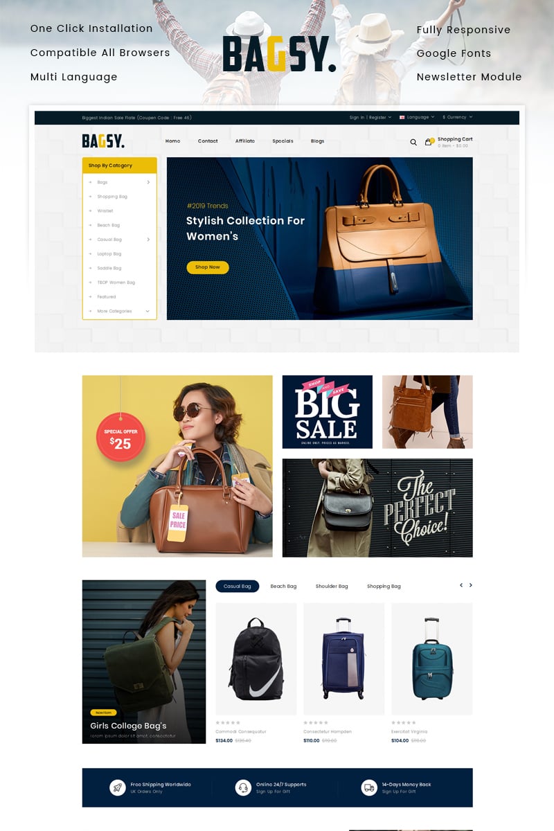 Bagsy - Bag Store OpenCart Template