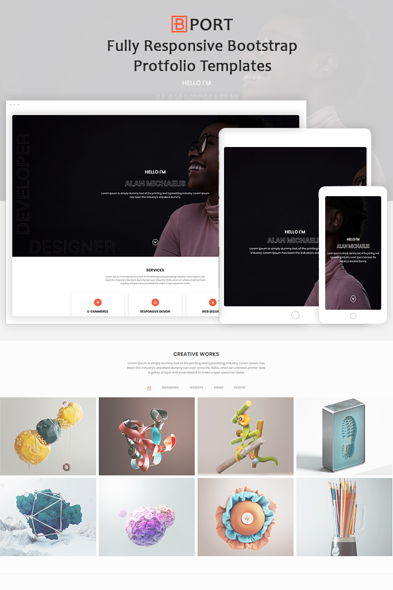 Bport - Responsive Portfolio Boostrap4 Templates de Landing Page №90670 - screenshot