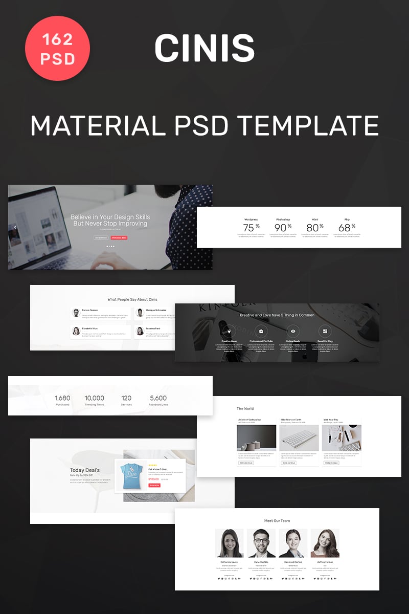 Cinis - Multipurpose Material 162 PSD Template - screenshot