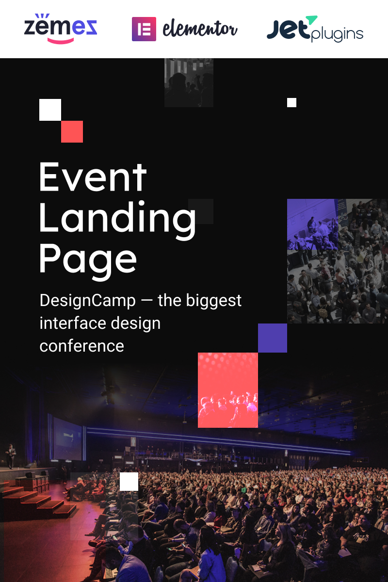 DesignCamp - Modern Event Landing Page Platform Tema WordPress №90623 - captura de tela