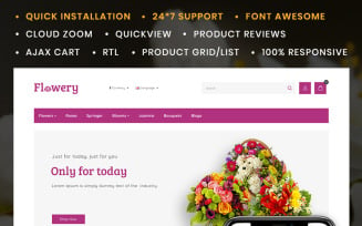 Flowery Flowers Store OpenCart Template