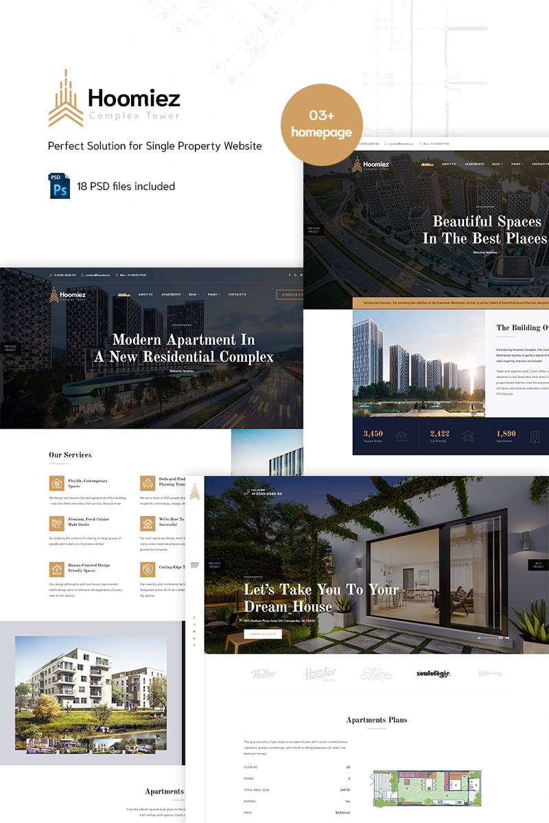 "Hoomiez - Single Property" 响应式PSD模板 #90666 - 截图