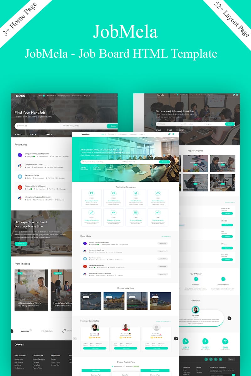 "JobMela - Job Board & Dashboard Bootstrap Template" modèle web adaptatif #90697