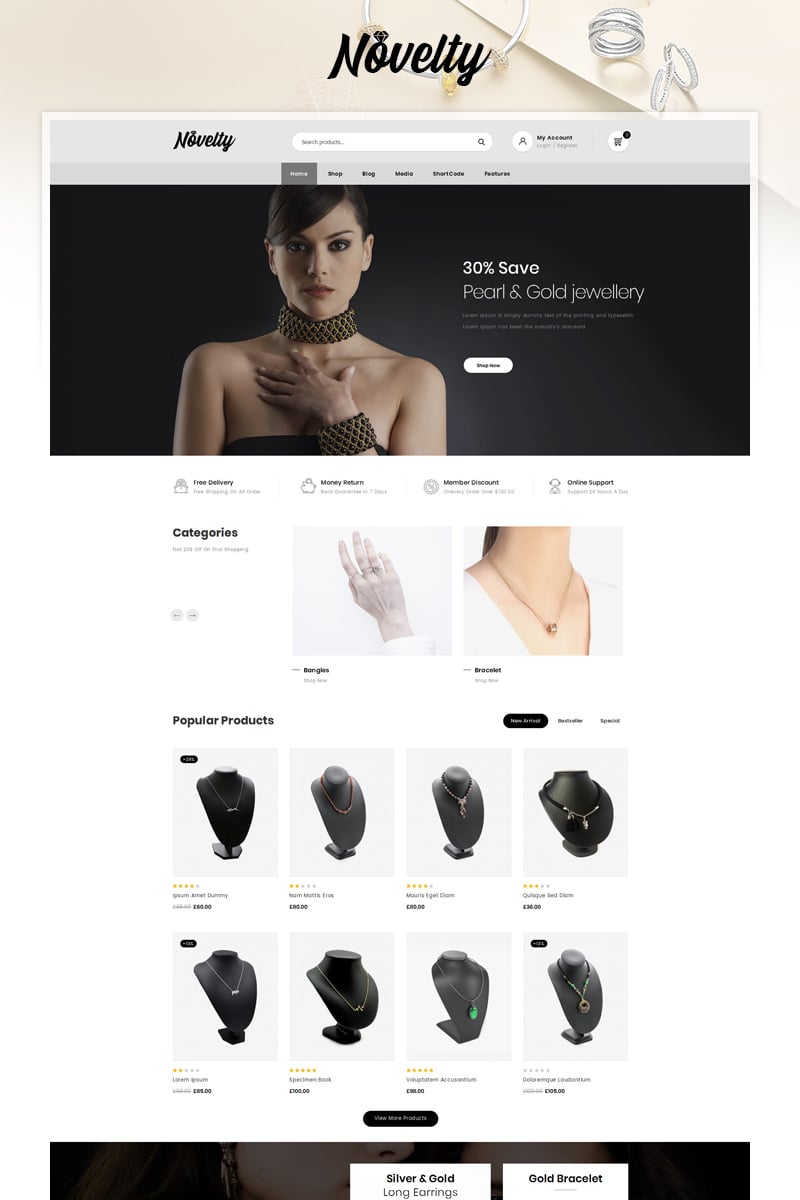 Novelty - Jewelry Store Tema WooCommerce №90641
