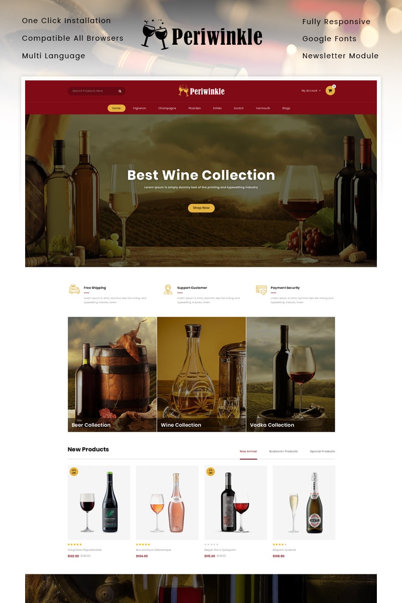 PeriWinkle - Wine Store OpenCart Template
