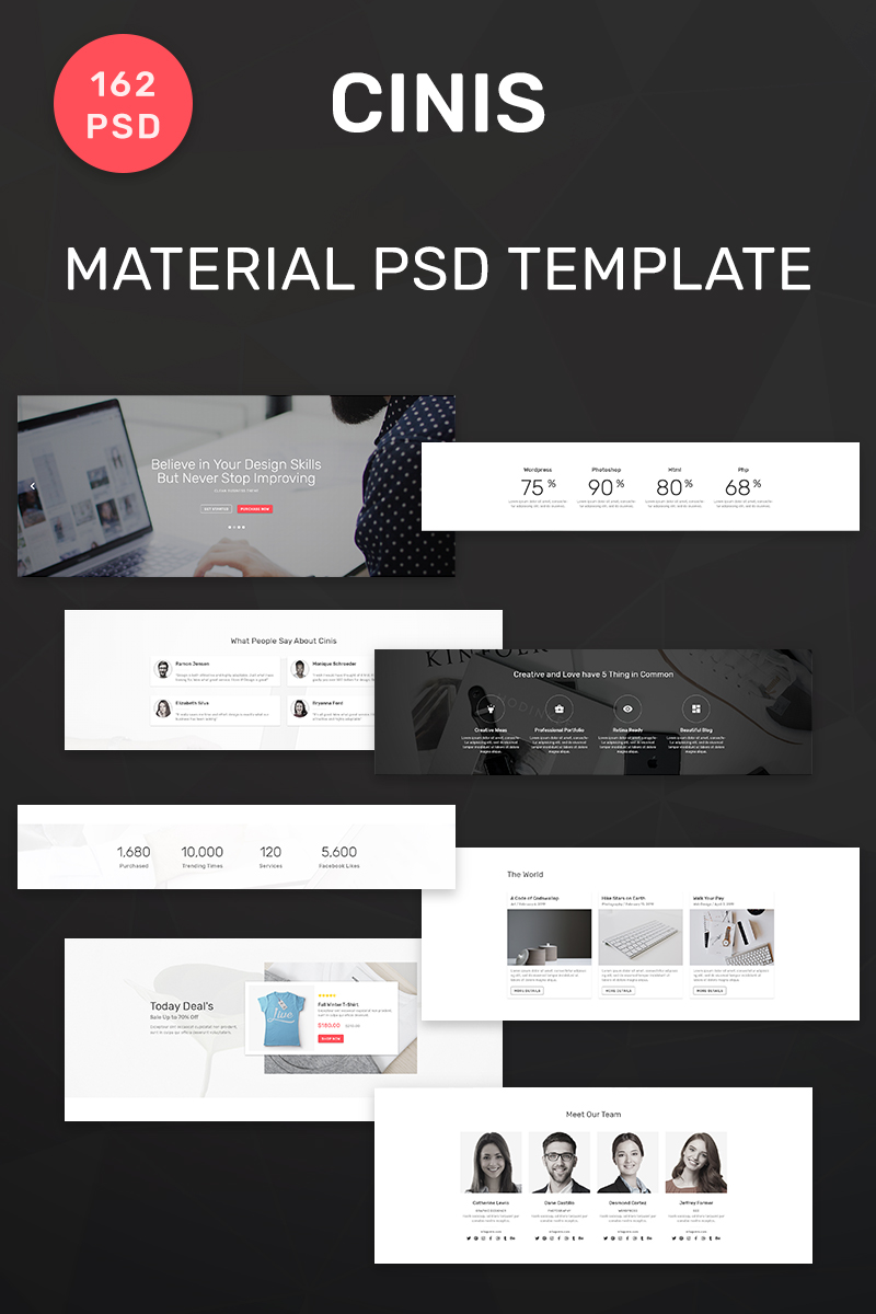 PSD Vorlage namens "Cinis - Multipurpose Material 162" #90639 - Screenshot