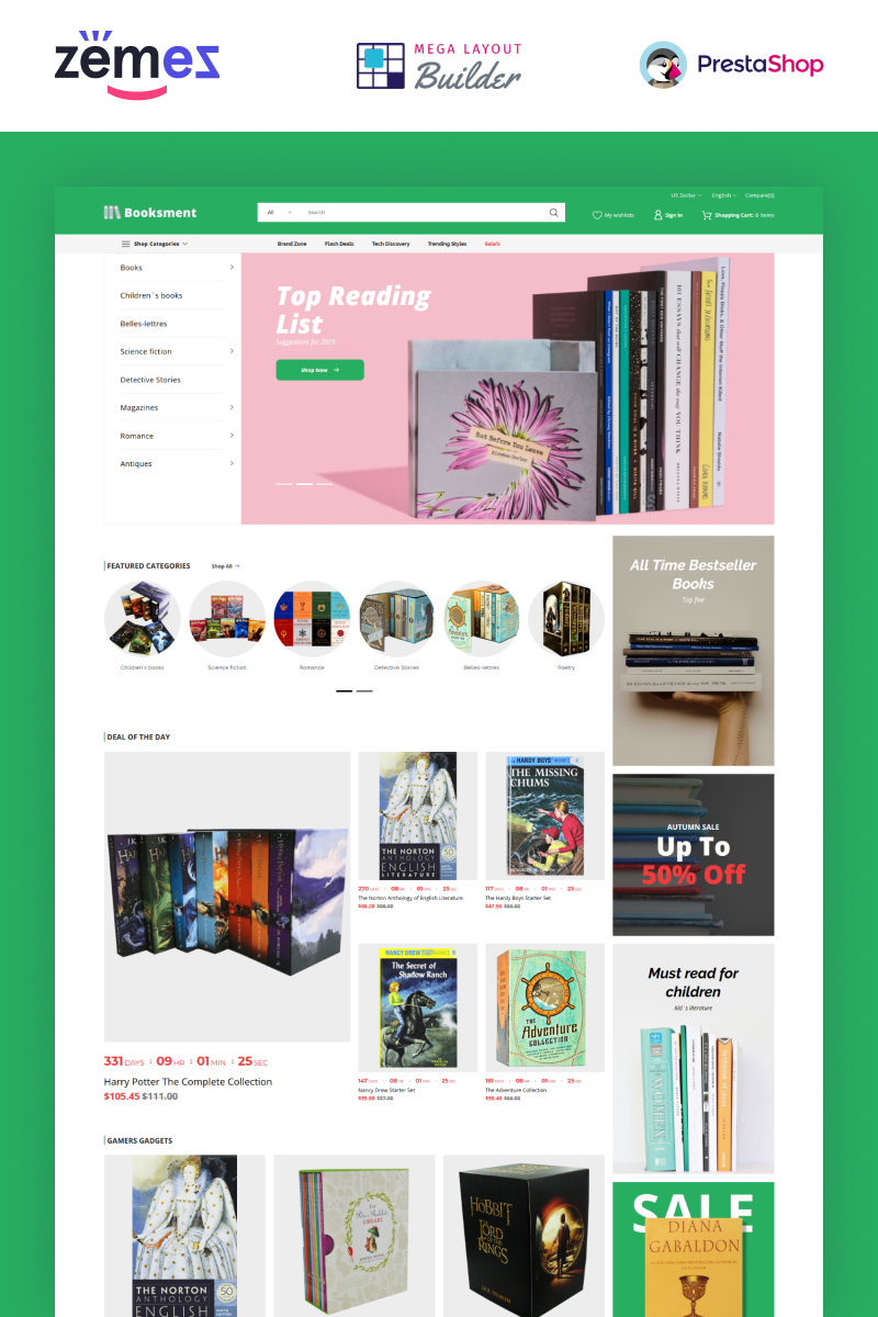 Responsive Booksamed - Online Bookstore Design Prestashop #90626 - Ekran resmi