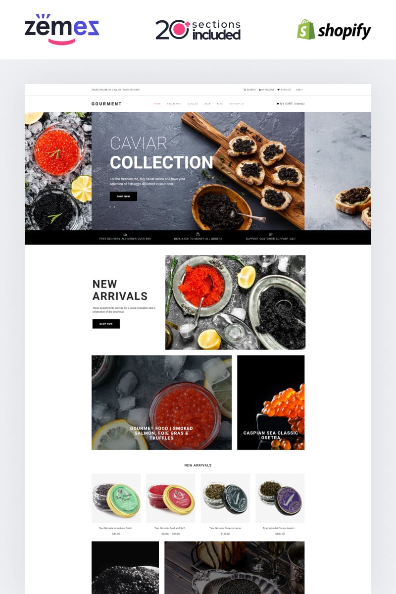 Responsive Caviar Store Template Shopify #90665 - Ekran resmi