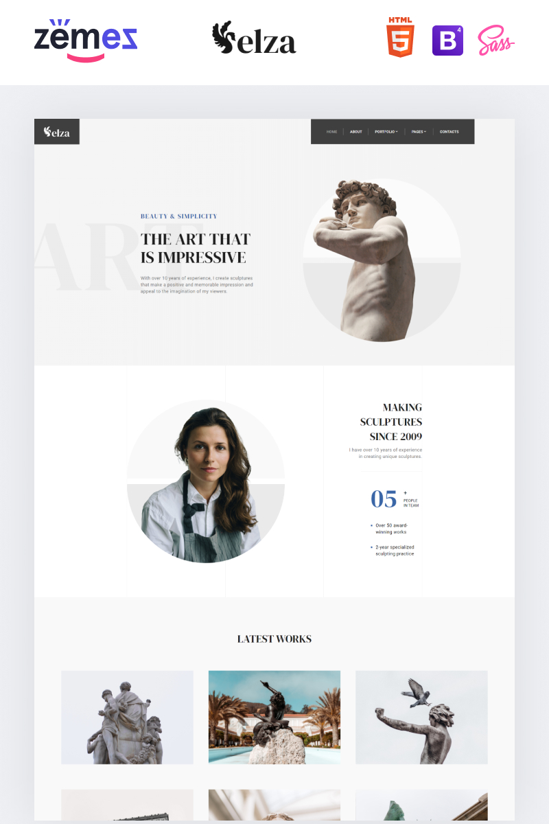 Responsive Elza - Sculptor Multipage Web Sitesi #90606