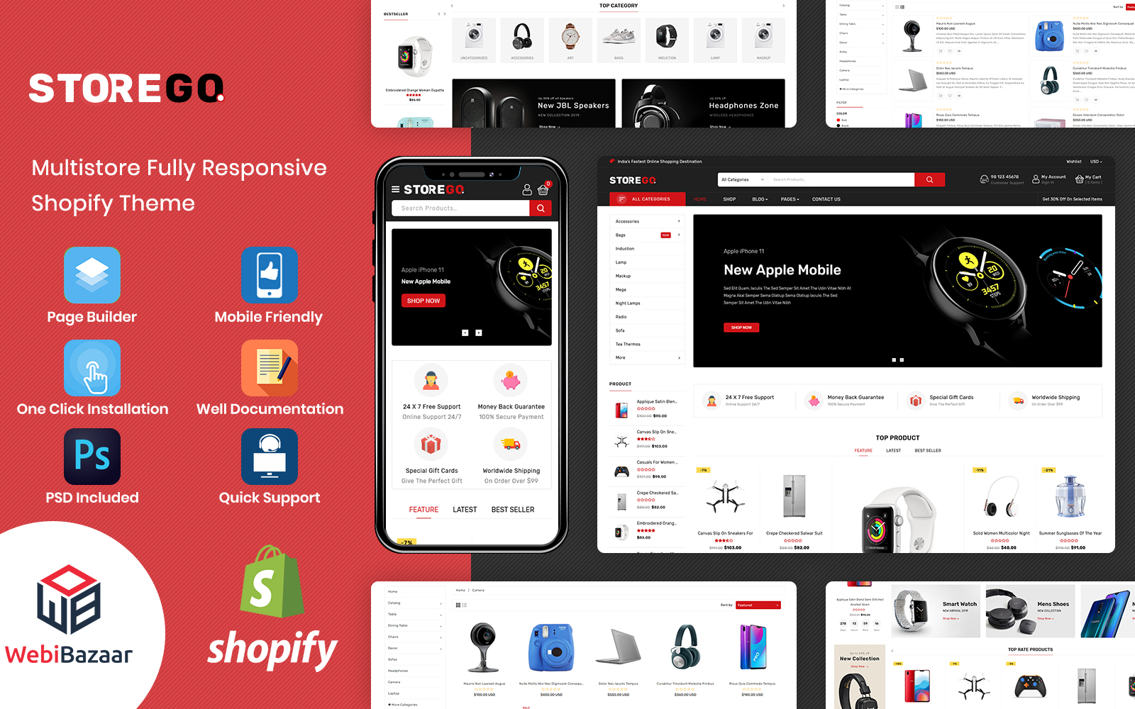 Responzivní Shopify motiv "StoreGo - Multipurpose Premium Electronic" #90638