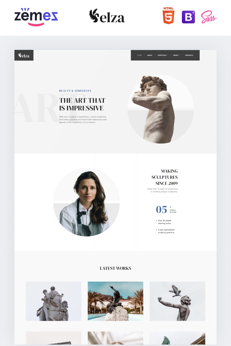Reszponzív Elza - Sculptor Multipage Weboldal sablon 90606