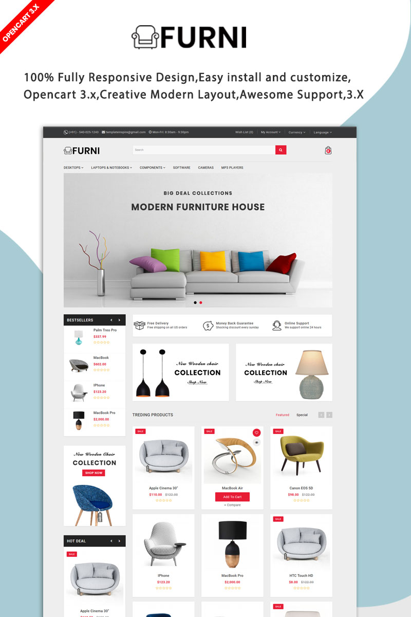 Reszponzív Furni Responsive OpenCart sablon 90633