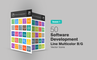 50 Software Development Line Multicolor B/G Icon Set