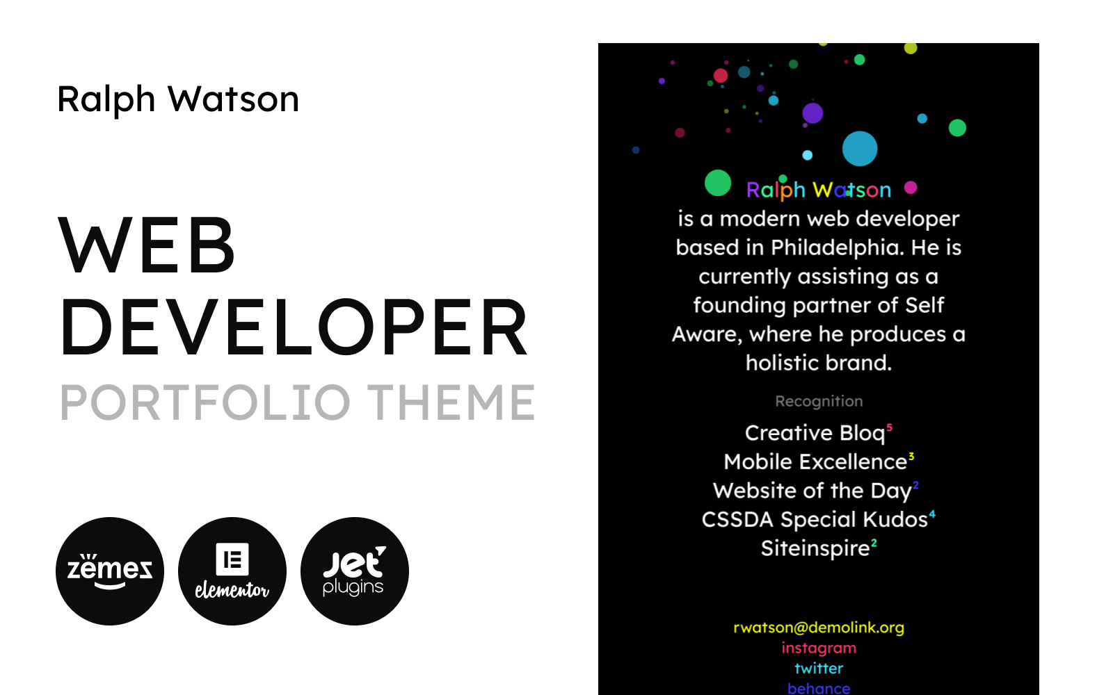 "Web Portfolio - Minimalistic Web Developer Portfolio Template" 响应式WordPress模板 #90669