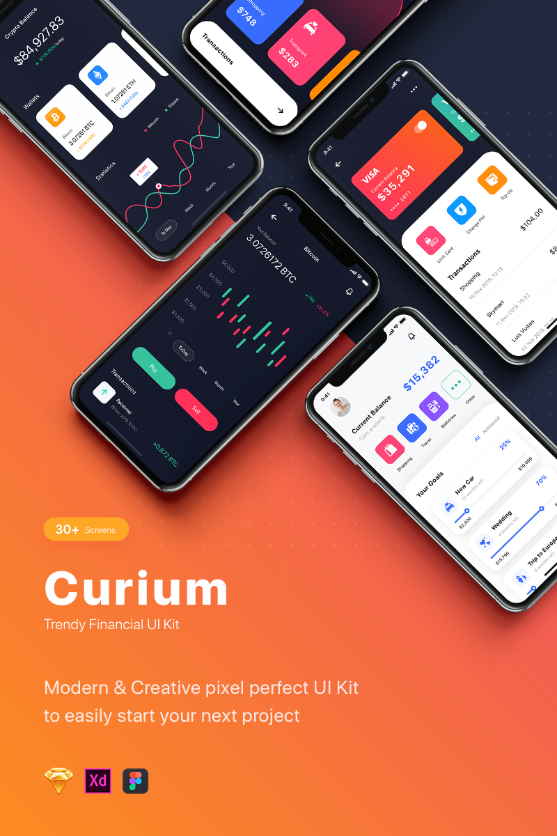 Curium - Financial Mobile App UI Elements