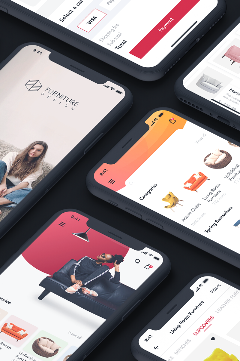 Furniture Design - Mobile App UI Elements