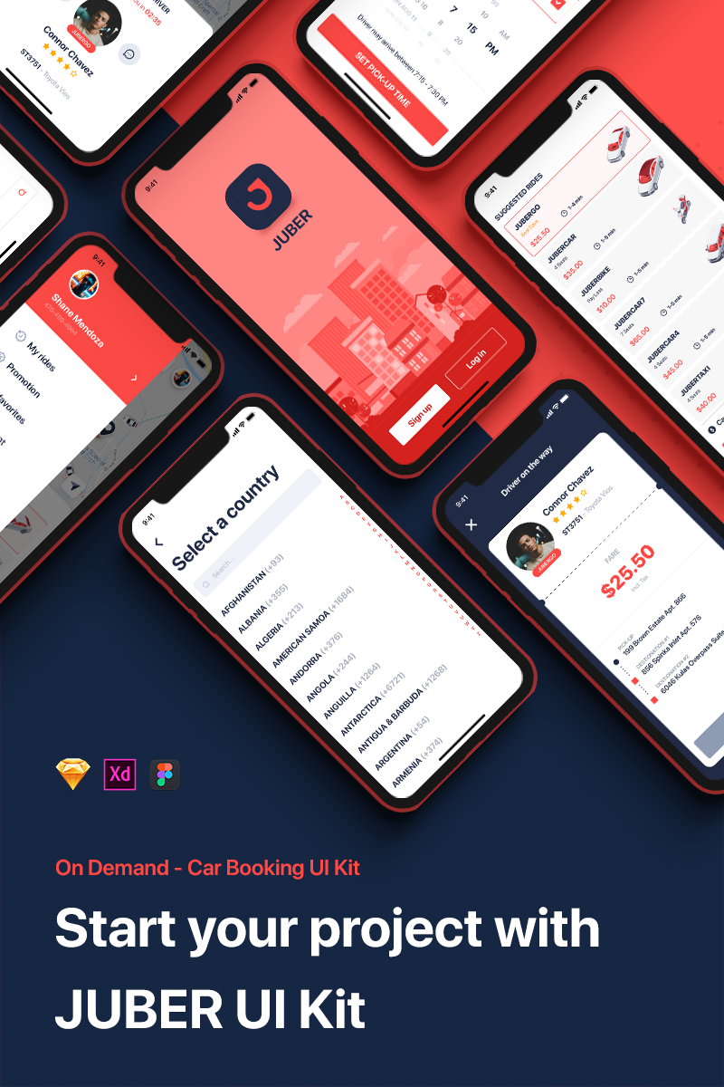 JUBER - Car Booking Mobile App UI Elements