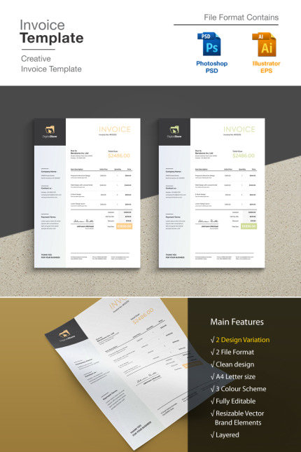 Template #90907 Word Invoice Webdesign Template - Logo template Preview