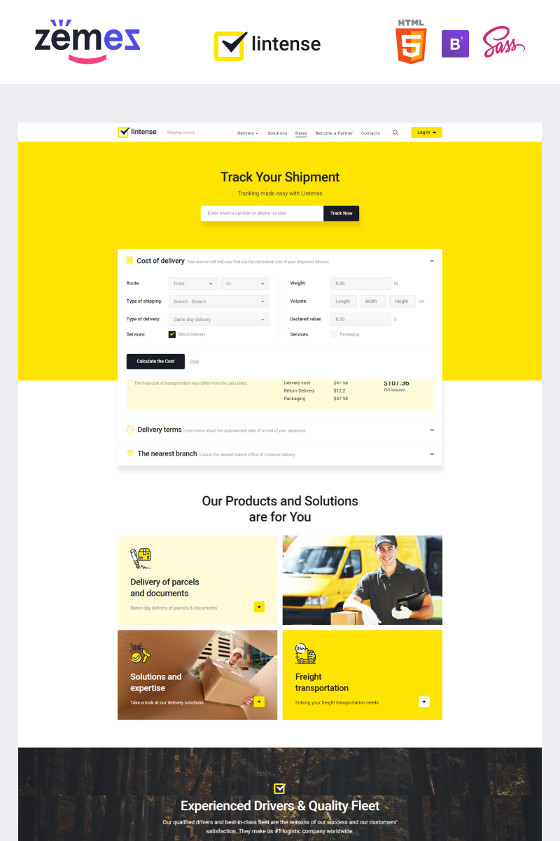 "Lintense Transportation - Logistics Company" Responsive Landingspagina Template №90995 - screenshot