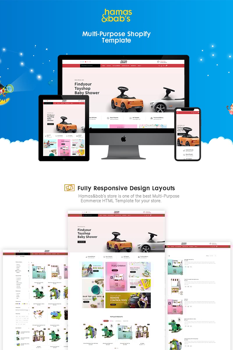 Shopify Theme namens "Hamas & babys - Baby toys eCommerce" #90996