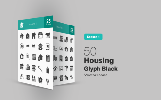 50 Housing Glyph Icon Set