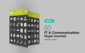 50 IT & Communication Glyph Inverted Icon Set