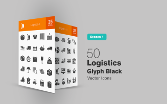 50 Logistics Glyph Icon Set