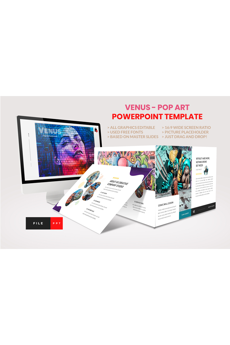 "Pop Art - Creative" PowerPoint 模板 #91168 - 截图