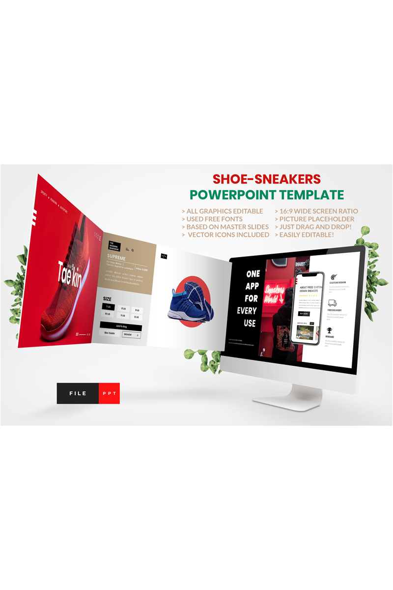 "Shoe - Sneakers" PowerPoint 模板 #91172 - 截图