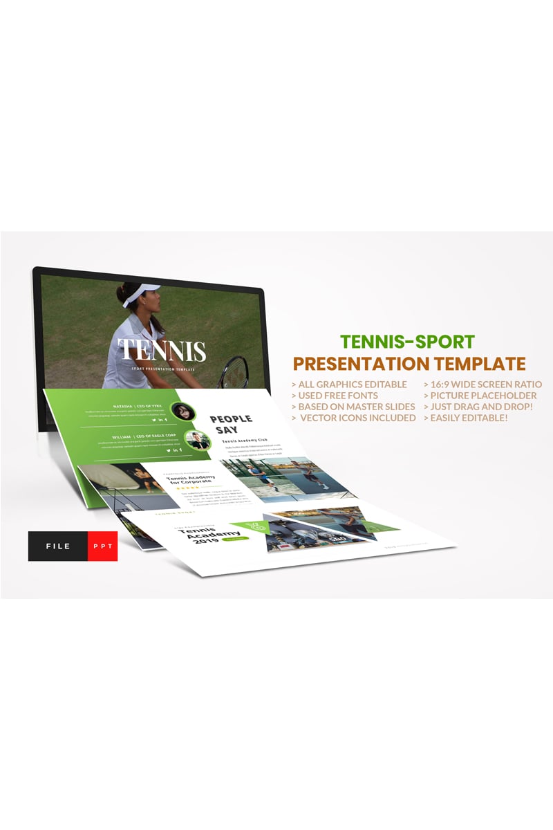 Szablon PowerPoint Tennis-Sport #91119 - zrzut ekranu
