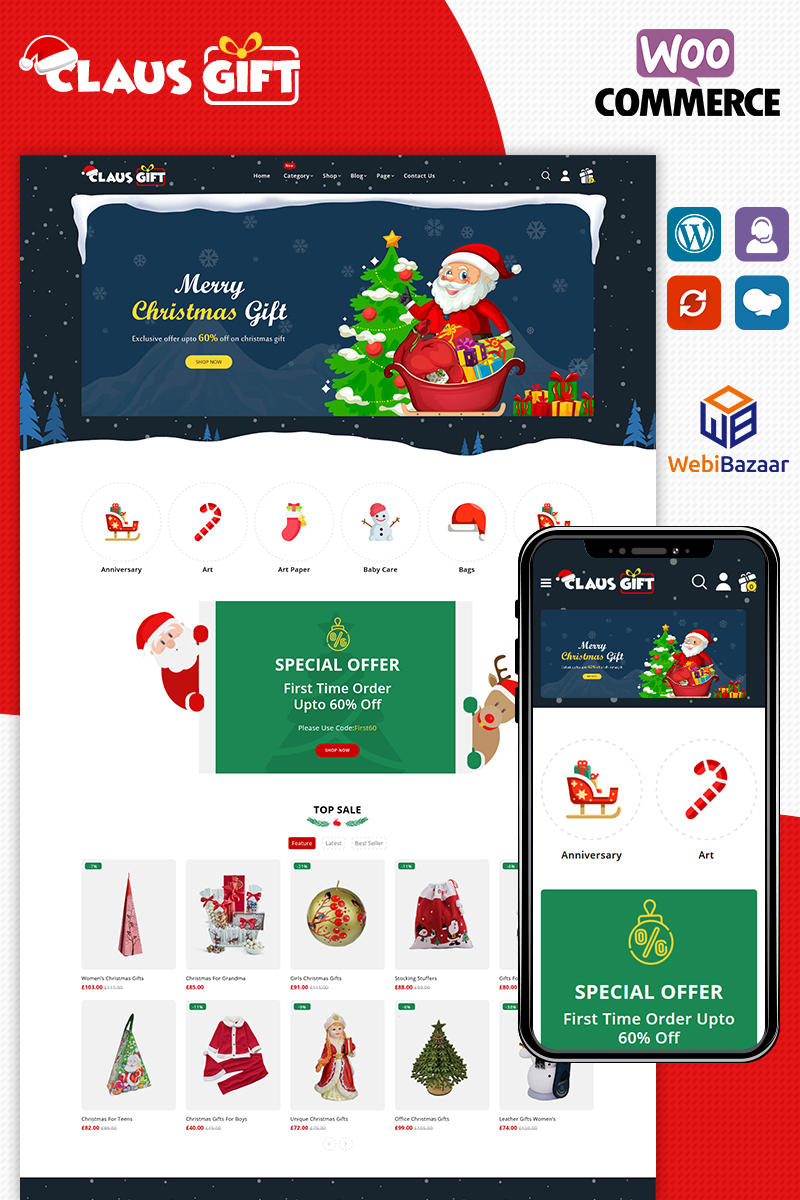Clausgift Christmas Responsive WooCommerce Theme - screenshot