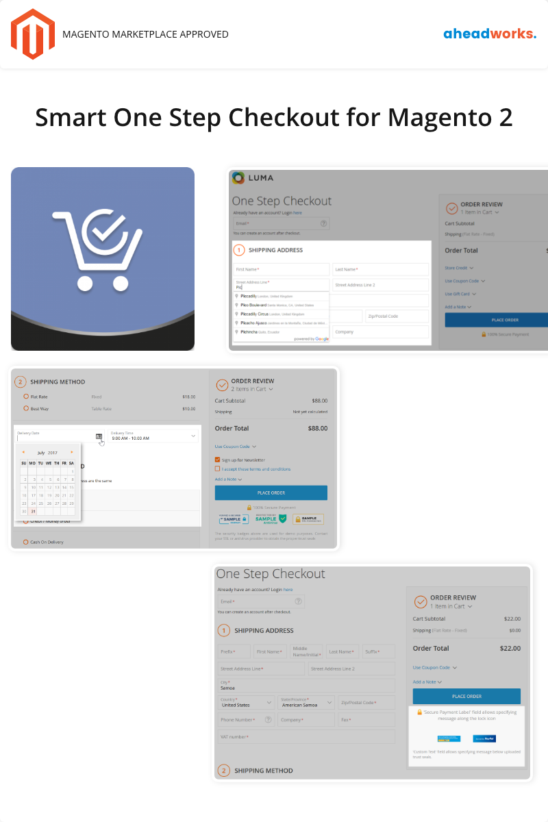 Extensión Para Magento "Smart One Step Checkout for Magento 2" #91274 - captura de pantalla