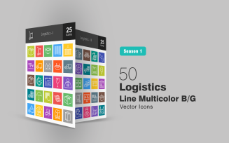 50 Logistics Line Multicolor B/G Icon Set
