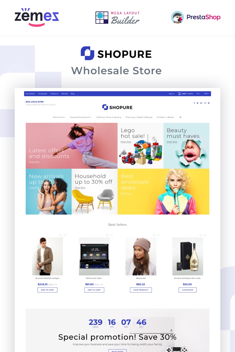 Responsive Shopure - Wholesale Store Prestashop #91269 - Ekran resmi