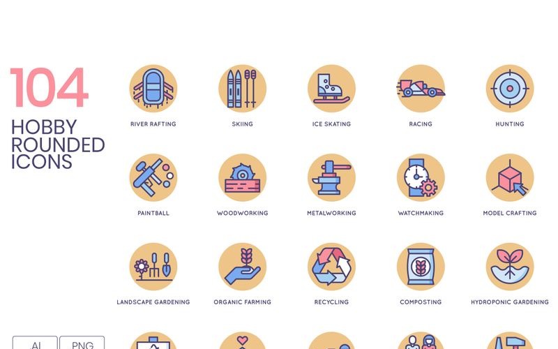 104 Hobby Icons - Butterscotch Series Set Icon Set