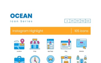 105 Instagram Highlight Icons - Ocean Series Set