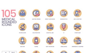 105 Medical Icons - Butterscotch Series Set